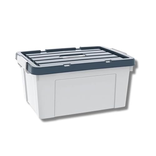 Ash  Roh Ash & Roh Multi-Size Plastic Storage Boxes with Secure Latching Lids, Stackable Storage Boxes for Home Organization, Bedroom, Kitchen, or Utility Room (Pack of 1, Medium - 42cm X 30cm X 25cm) - Image 1
