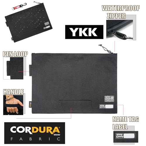 RE ROUGH ENOUGH Rough Enough Important Document Organizer Waterproof Document Folder with Zipper 16 x 11 Inches Black Cordura and Tarpaulin Lining for Office Travel Workspace - Image 4