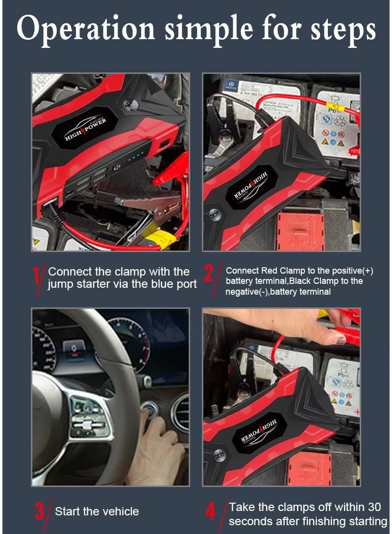 AGD Portable Car Jump Starter with Air Pump, Emergency LED Light, and Multiple Functions – Ideal for Road Trips - Image 2