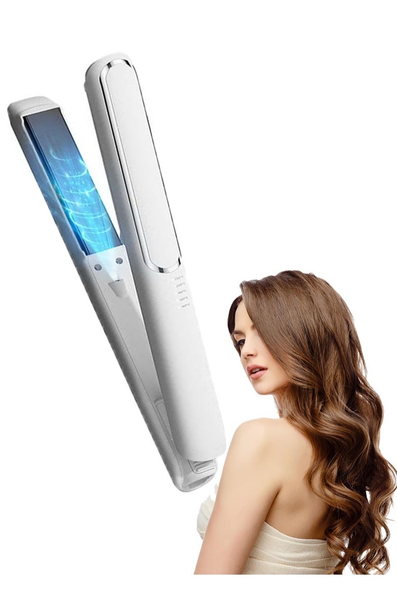 Generic 2-in-1Hair Straightener & Curler, Titanium Flat Iron with Adjustable Temp, 30s Fast Heat Straightening Iron for Hair, Fast Heating for All Hair Types, Gift for Women Girls, White  - Image 1