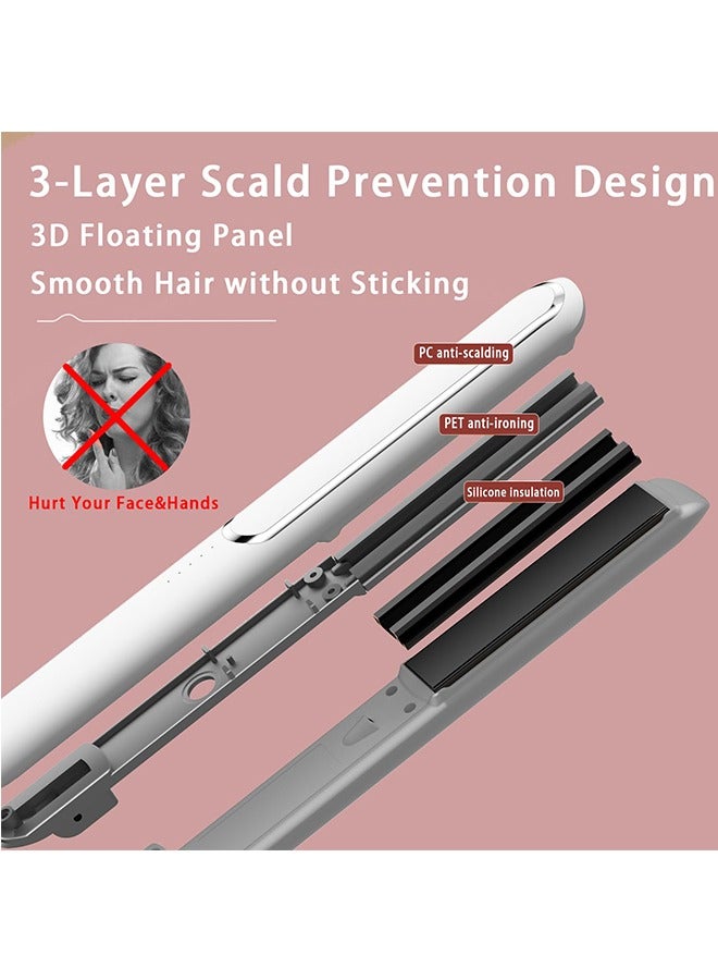 Generic 2-in-1Hair Straightener & Curler, Titanium Flat Iron with Adjustable Temp, 30s Fast Heat Straightening Iron for Hair, Fast Heating for All Hair Types, Gift for Women Girls, White  - Image 5