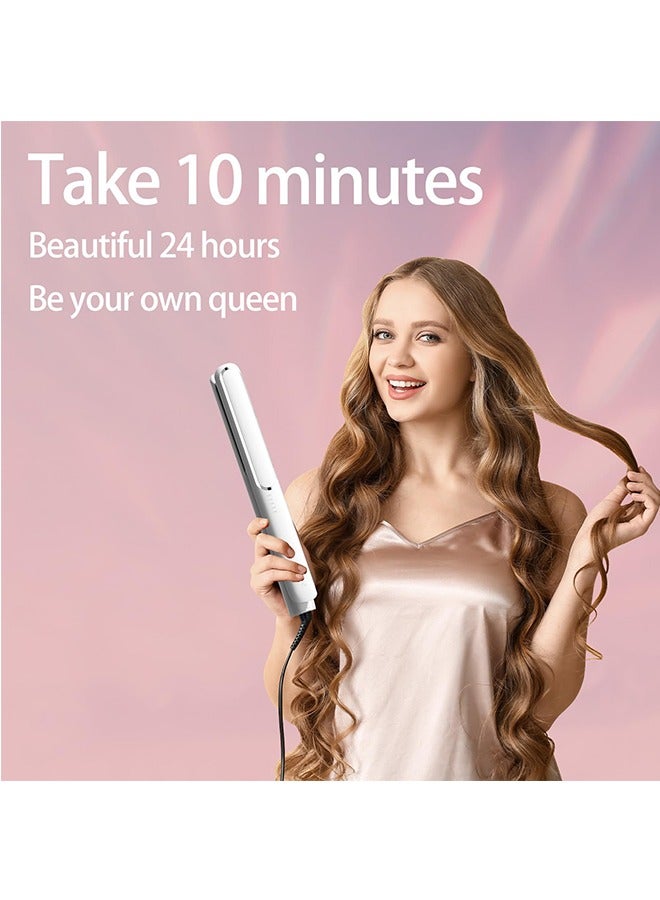 Generic 2-in-1Hair Straightener & Curler, Titanium Flat Iron with Adjustable Temp, 30s Fast Heat Straightening Iron for Hair, Fast Heating for All Hair Types, Gift for Women Girls, White  - Image 2