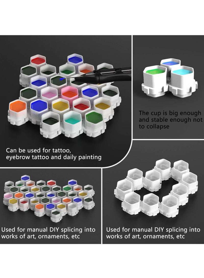 200Pcs Tattoo Ink Cups, Honeycomb Shape Cups 20 x 21mm Tattoo Clear Container Cups Spliceable Tattoo Ink Cups Tattoo Accessory (White)