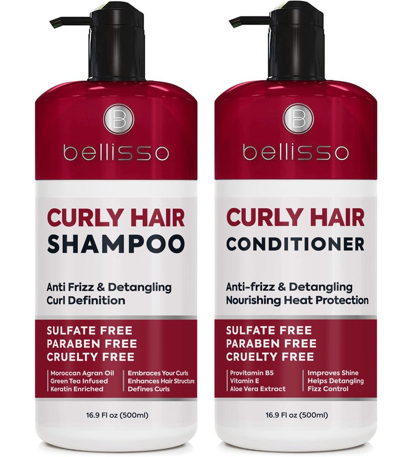 Curly Hair Shampoo and Conditioner Set  For Defining Wavy Permed Frizzy Fine and Black Curls  Moisturizing Sulfate Free Formula for Women and Men  Products are Safe for Color Treated Locks