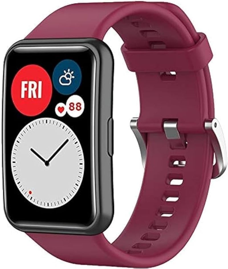 NEXT STORE Silicone Sport Band Compatible with Huawei Watch Fit, Replacement Strap for Men Women – Smartwatch Accessory (Burgundy) - Image 1