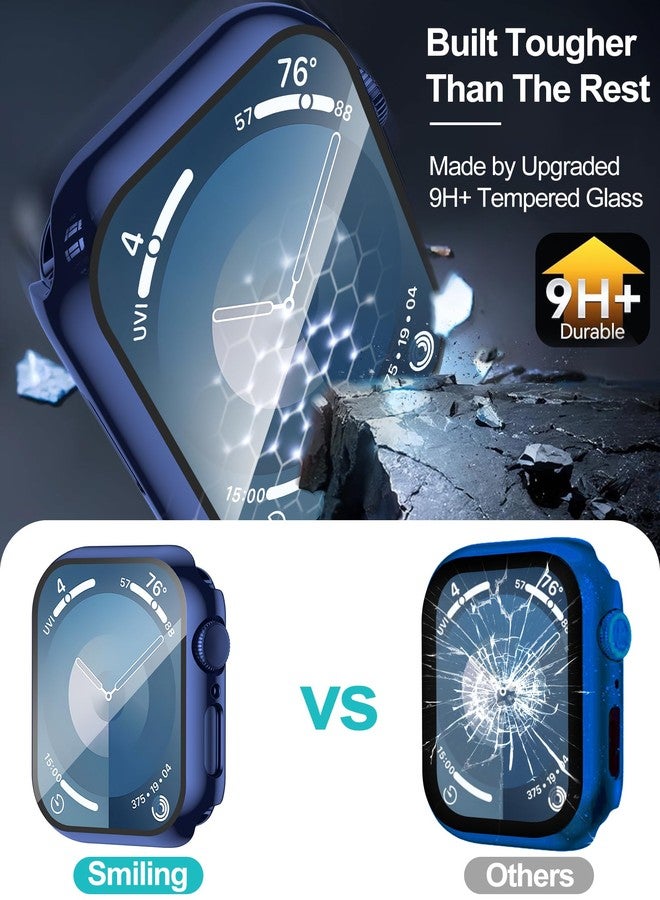Smiling 2 Pack Case Compatible with Apple Watch SE 3 (2025)/ SE 2/ SE/Series 6/5/4 40mm with Tempered Glass Screen Protector, Hard PC Case Overall Protective Cover-1 Black + 1 Blue - Image 3