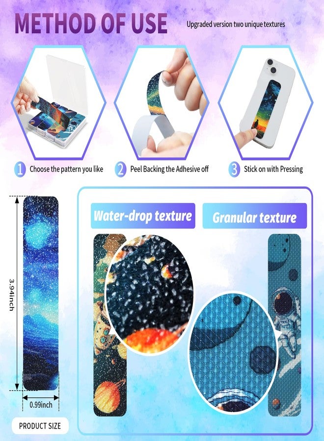 TOEMUR 48 Pieces Calm Strips Anxiety Sensory Stickers with Storage Box 2 Textured Surface Adhesives Fidget Strips for Office & Classroom Desk Relieve Adult & Teen Stress (Starry Sky) - Image 2