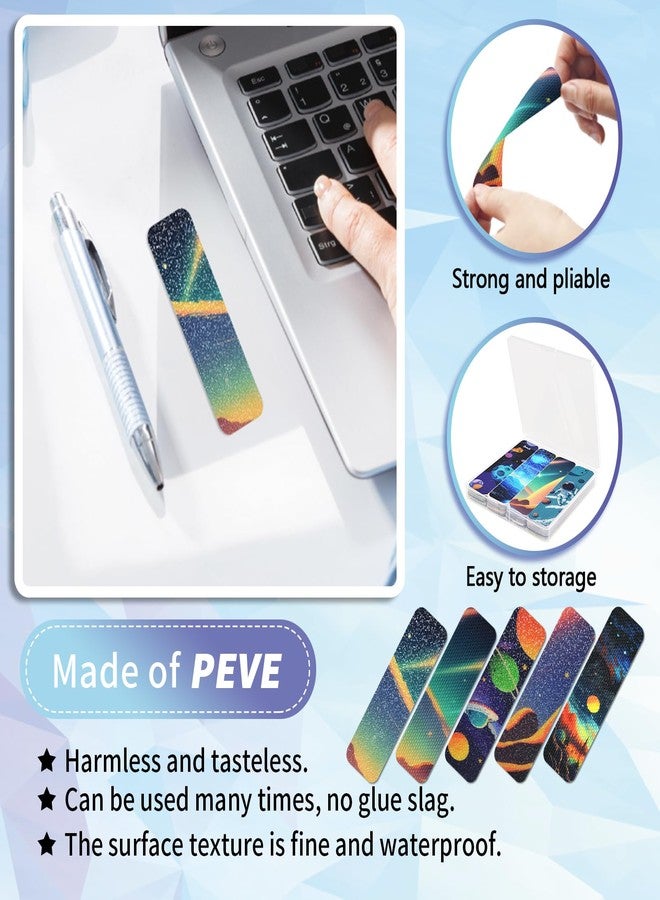 TOEMUR 48 Pieces Calm Strips Anxiety Sensory Stickers with Storage Box 2 Textured Surface Adhesives Fidget Strips for Office & Classroom Desk Relieve Adult & Teen Stress (Starry Sky) - Image 3