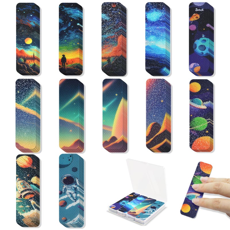 TOEMUR 48 Pieces Calm Strips Anxiety Sensory Stickers with Storage Box 2 Textured Surface Adhesives Fidget Strips for Office & Classroom Desk Relieve Adult & Teen Stress (Starry Sky) - Image 1