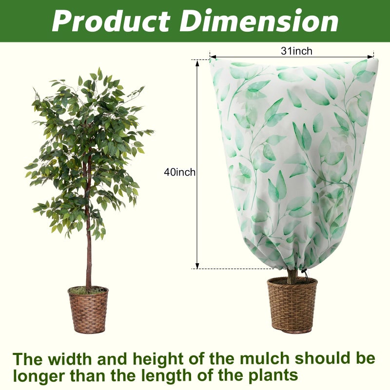 GliCraft 4 Pack Plant Covers Freeze Protection Winter Frost Covers with Zipper Drawstring Reusable Frost Cloth for Outdoor Winter Weather Shrubs Trees Jacket (31" X 40") - Image 2