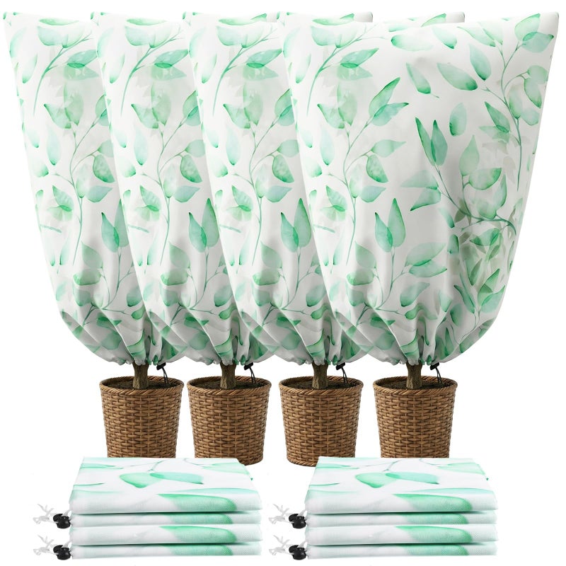 GliCraft 4 Pack Plant Covers Freeze Protection Winter Frost Covers with Zipper Drawstring Reusable Frost Cloth for Outdoor Winter Weather Shrubs Trees Jacket (31" X 40") - Image 1
