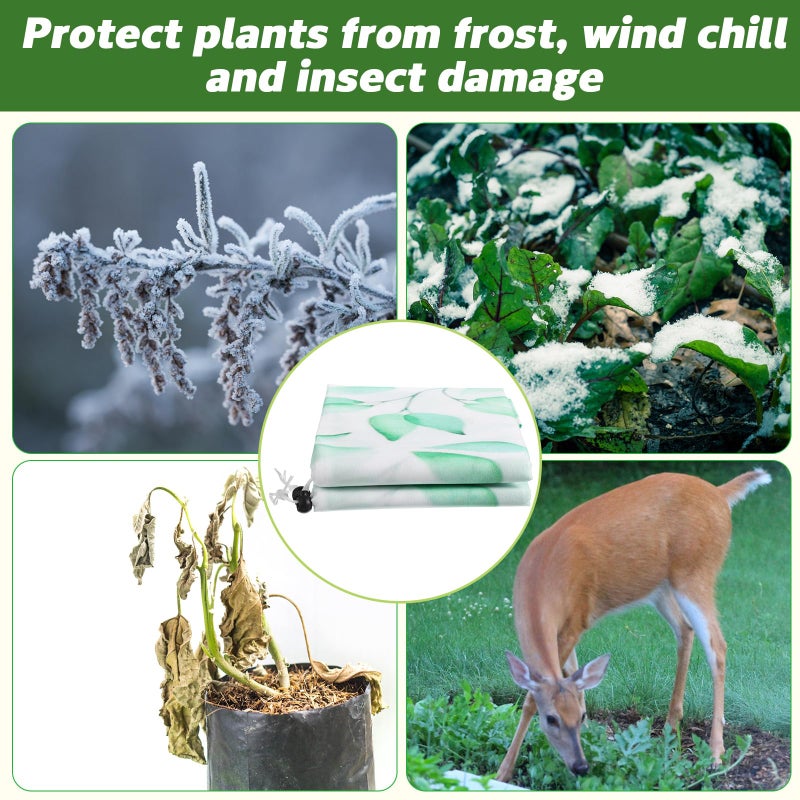 GliCraft 4 Pack Plant Covers Freeze Protection Winter Frost Covers with Zipper Drawstring Reusable Frost Cloth for Outdoor Winter Weather Shrubs Trees Jacket (31" X 40") - Image 3