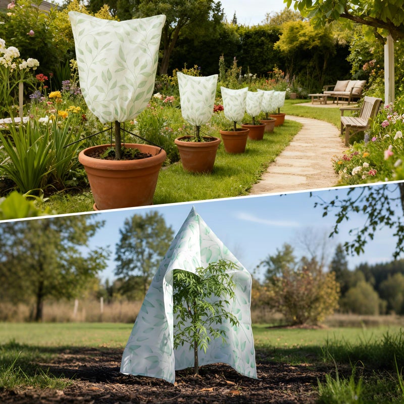 GliCraft 4 Pack Plant Covers Freeze Protection Winter Frost Covers with Zipper Drawstring Reusable Frost Cloth for Outdoor Winter Weather Shrubs Trees Jacket (31" X 40") - Image 5