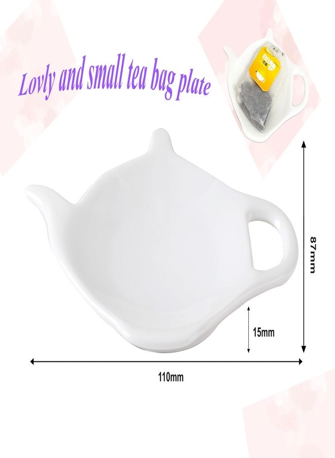 PRECITIME White Porcelain Tea Bag Plate Set of 5, Five Pieces of Tea Bag Coasters, Used Tea Bag Holder, Classic Teaspoon Rest pad, Tea Bag Rest Dish, Tea Party - Image 3