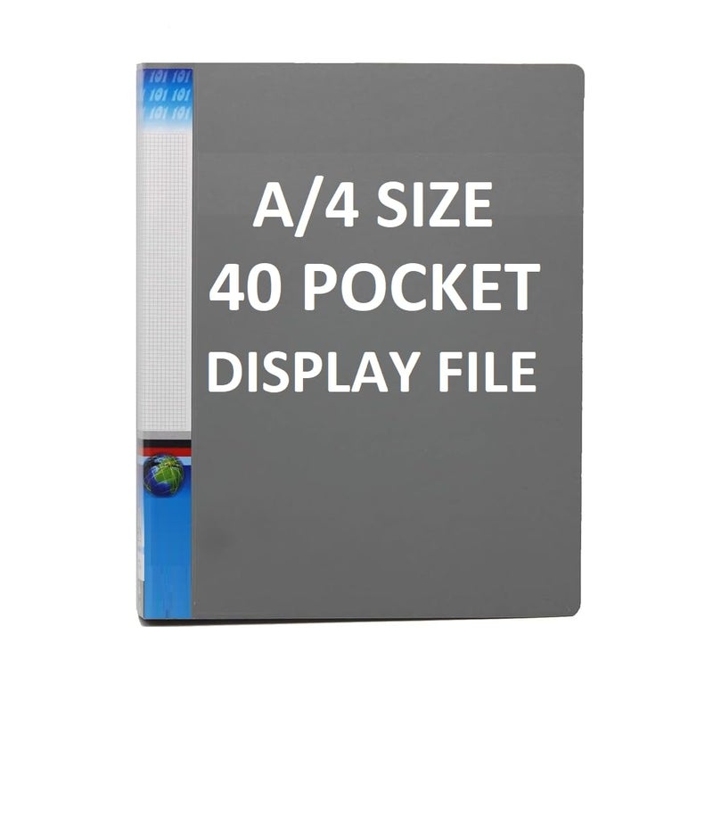VAVIA Display File,Clear Leaves A4 Size Papers,40 Folders, Plastic (40 Pocket Grey A4) - Image 1