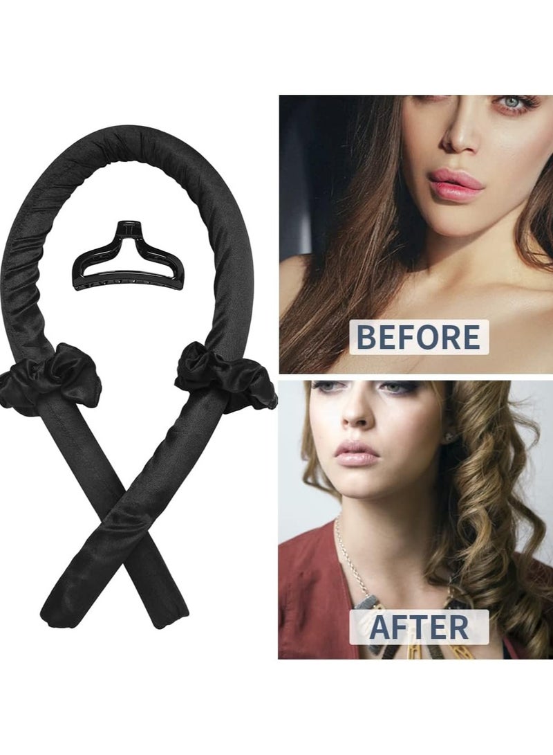 Kimaya Heatless Curling Rod Headband,Lazy Hair Curler,No Heat Silk Curlers,Soft Rubber Hair Rollers,Curling Ribbon and Rods for Natural Hair,Hair Waver Hair Curling Kit for Natural Waves (Black)  - Image 2