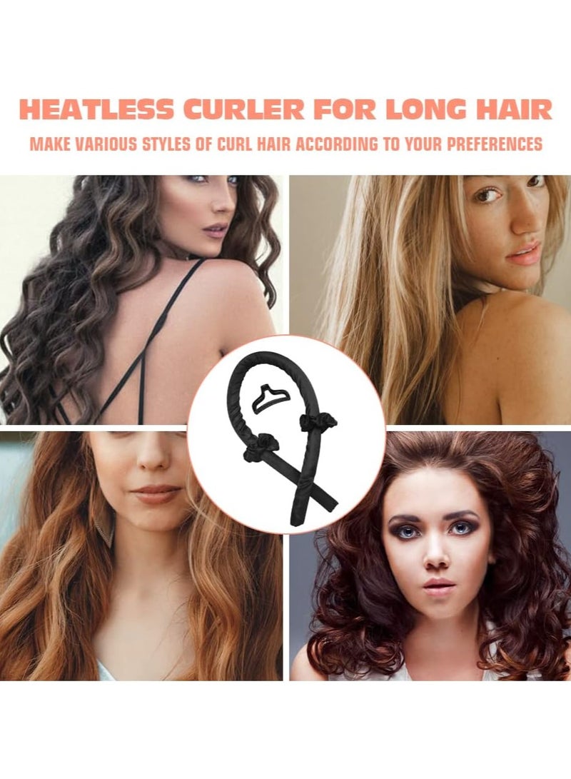 Kimaya Heatless Curling Rod Headband,Lazy Hair Curler,No Heat Silk Curlers,Soft Rubber Hair Rollers,Curling Ribbon and Rods for Natural Hair,Hair Waver Hair Curling Kit for Natural Waves (Black)  - Image 3