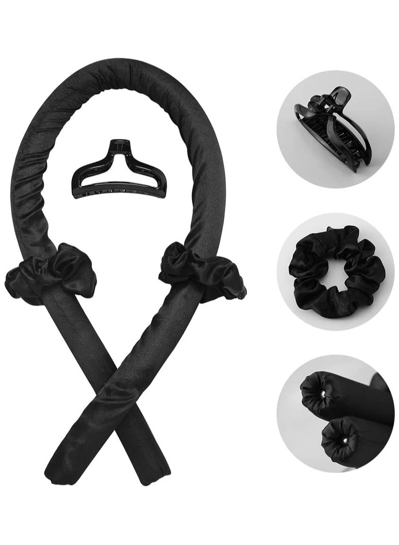 Kimaya Heatless Curling Rod Headband,Lazy Hair Curler,No Heat Silk Curlers,Soft Rubber Hair Rollers,Curling Ribbon and Rods for Natural Hair,Hair Waver Hair Curling Kit for Natural Waves (Black)  - Image 4