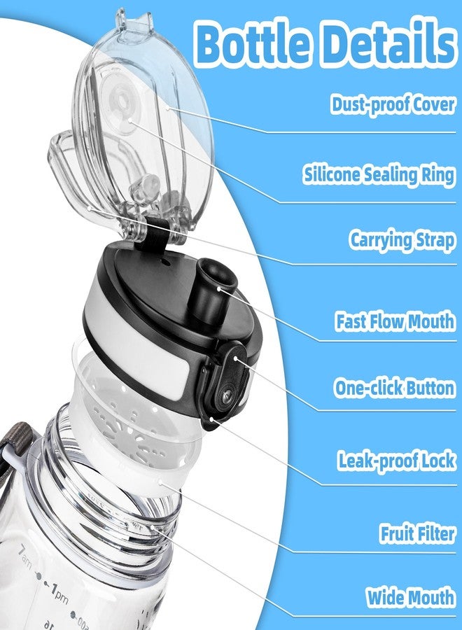 OLDLEY 25 oz Water Bottle, Motivational Water Bottle with Time Marker, Sports Water Bottle With Strap, Leakproof & BPA Free Large Water Bottles for School, Gym, Travel, Outdoor, Tritan,Transparent - Image 2