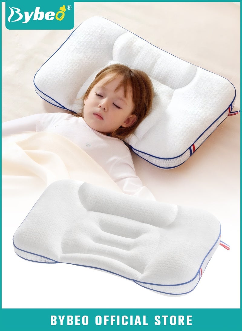 Bybeo Toddler Pillow for Sleeping, Kids Pillows with Ergonomic Spine-Protective Design, Toddler Head Support Pillow, Baby Nursing Sleeping Pillows, for 1-4 Years Children Boys and Girls, Cooling Fabric - Image 1
