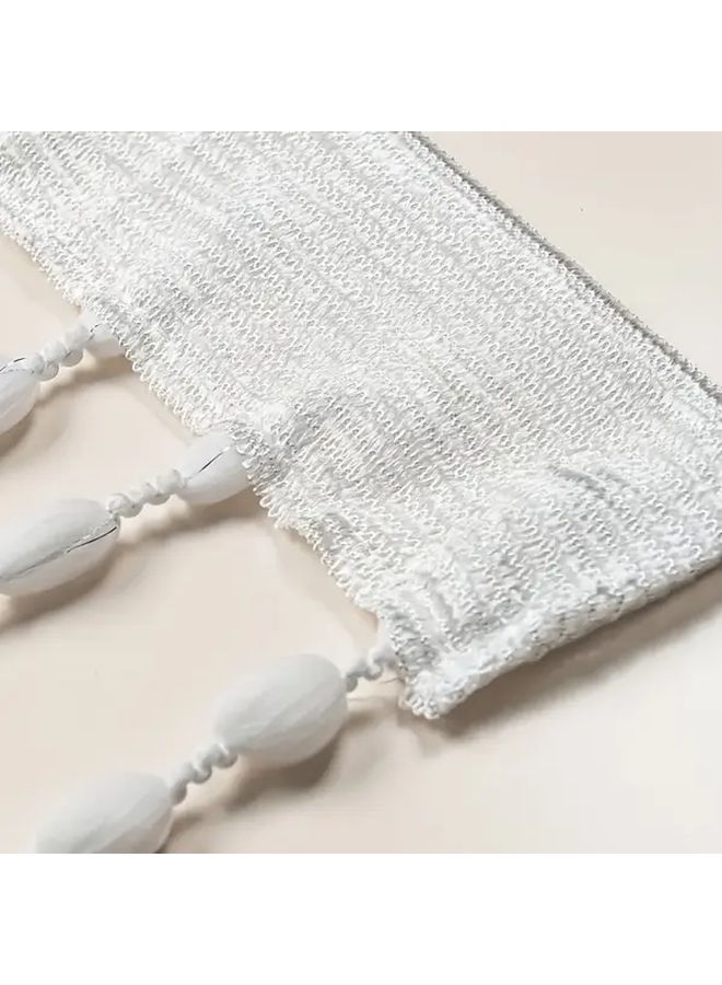 Gold Light Beaded Curtain Room Divider Boho Fabric Tassel Rod Pocket Home Decor - Image 5