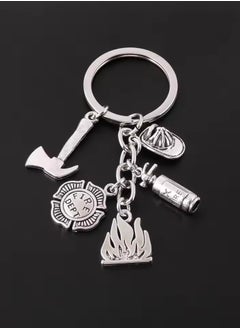 Goolsky Metal Flame Firefighter Keychain Extinguisher Ax Helmet Badge Firefighter Hero Souvenir Gift  - Image 1