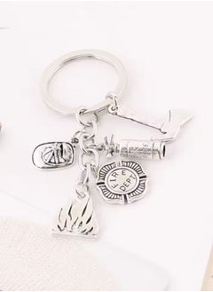 Goolsky Metal Flame Firefighter Keychain Extinguisher Ax Helmet Badge Firefighter Hero Souvenir Gift  - Image 3