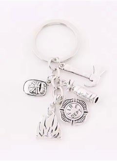 Goolsky Metal Flame Firefighter Keychain Extinguisher Ax Helmet Badge Firefighter Hero Souvenir Gift  - Image 4