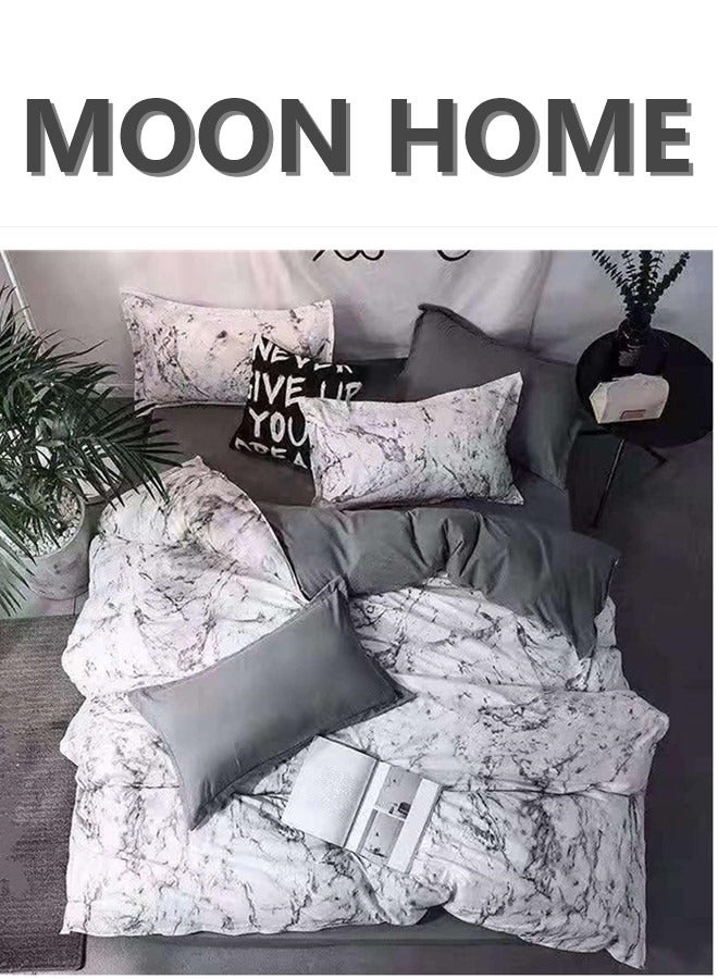 MOON HOME King/Queen/Single size Soft and Breathable Microfiber Hypoallergenic Beautiful Design Duvet Cover Set ,set includes 1 Comforter Cover, 1 Fitted Bedsheet, 4 Pillowcases  - Image 1