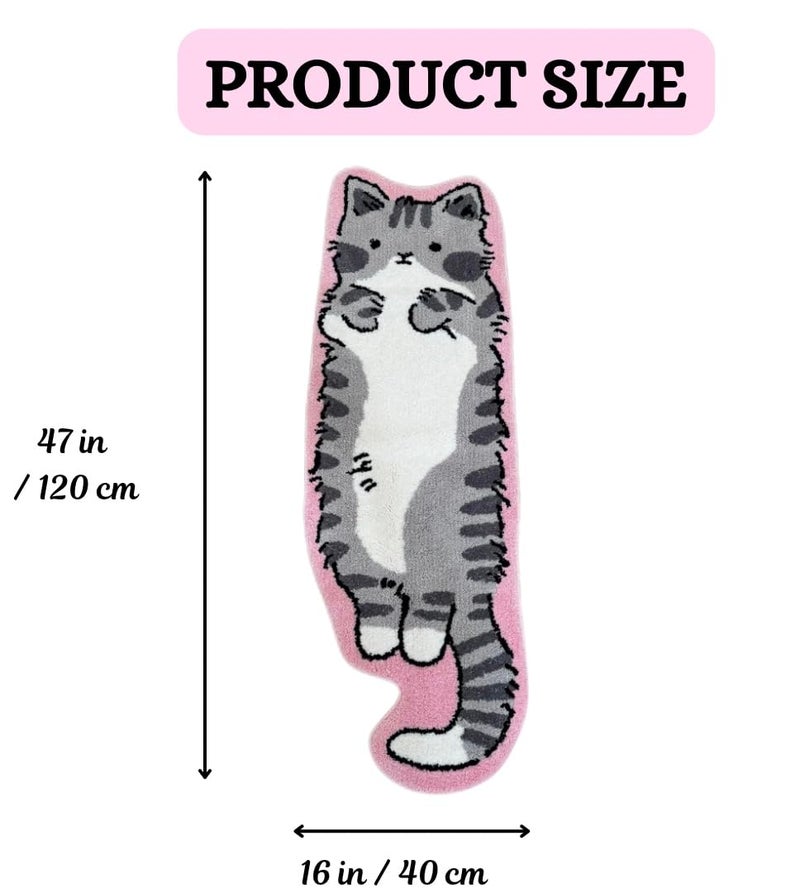 LUXAPE Pink Gray cat Rug - Cat Shaped bathmat - Handmade & Premium- 28in W (70cm) - Kitty Decor - Living Room, Bedroom, Children Room, Door mat - Luxape cat Rug (Luxape-f) - Image 5