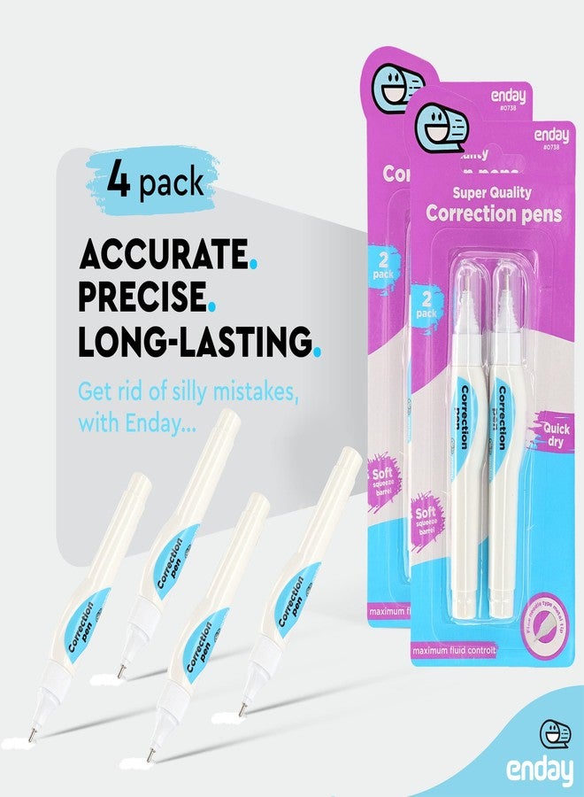 Enday Correction Pen (4 Pack) White Out Pen - 0.2 Fl Oz (7 Ml) Metal Tip Whiteout Pen, White Out pens by Enday - Image 4