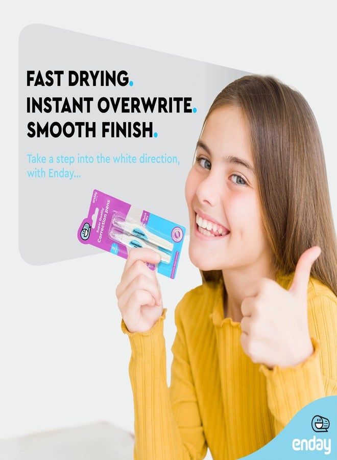 Enday Correction Pen (4 Pack) White Out Pen - 0.2 Fl Oz (7 Ml) Metal Tip Whiteout Pen, White Out pens by Enday - Image 2