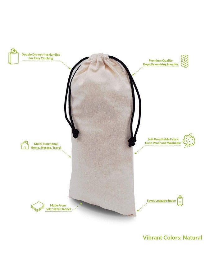 ZENPAC 4-Pack Shoe Dust Bag - 8 x 17‚Äù 100% Cotton Flannel Pouch with Drawstring Closure, Washable, Breathable Duster Bag for Travel, Closet Storage and Luggage - Image 4