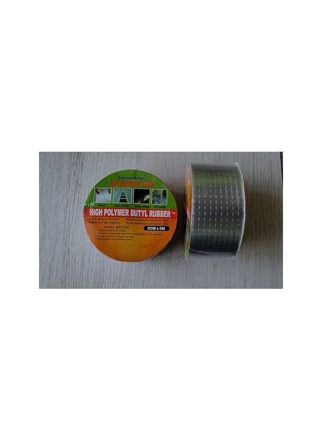 PROMASS promass Aluminum Foil Butyl Tape 5cm x5mtr Super Waterproof Tape For Leakage Roof Leak, Surface Crack, Window Seal, Boat Sealing, Gap Sealer, Pipe Rupture, Wall Crack, High Temperature Resistance  - Image 2