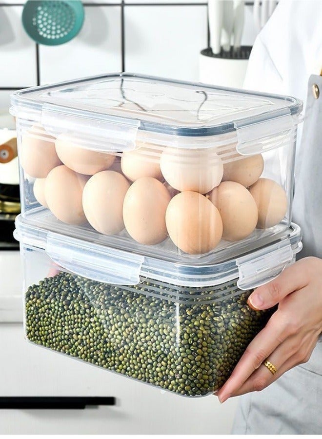 لوكسا مجموعة 3 قطع - صناديق تخزين المطبخ - محكمة الإغلاق، صالحة للاستخدام في الميكروويف والفريزر | منظمو الثلاجة والمخزن | حاويات متينة مع 3 سلال تصريف وفواصل | للمطبخ، الطعام والخضروات. حاوية بلاستيكية لحفظ السلطة والتوت والخس واللحوم طازجة ومنظمة لتخزين الثلاجة - Image 4