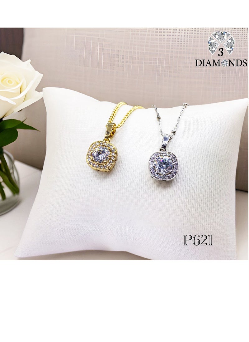 3Diamonds - Elegant Gold-Plated Pendant by 3 Diamond - Luxurious Sparkling Necklace for Women - Perfect Gift for Special Occasions" - Image 1