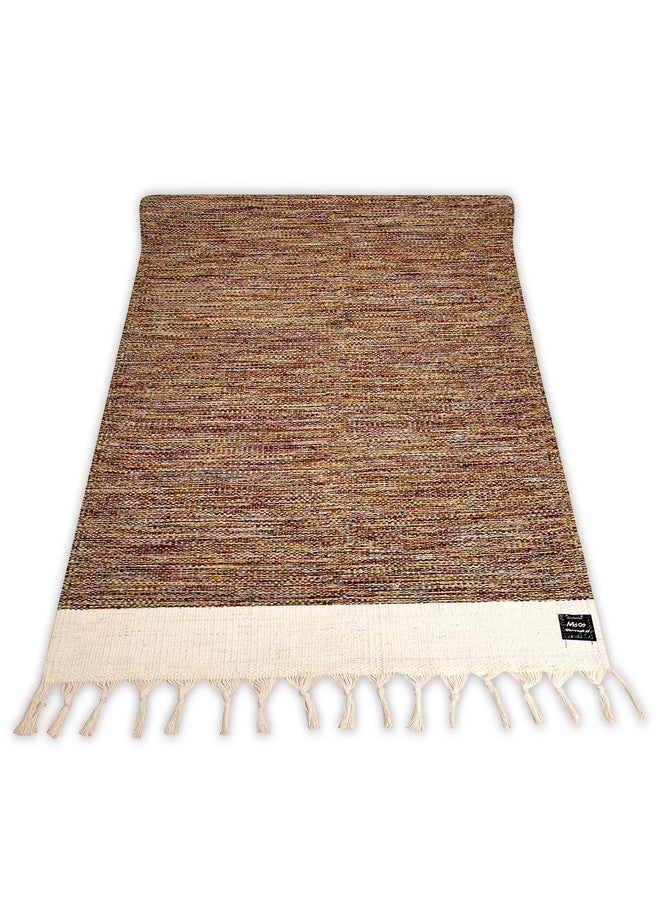 STRAUSS: Cotton Yoga Mat with Carry Bag For Women and Men | Exercise mat for home workout, Anti Slip Fitness mat | Washable, Breathable, Sweat Absorbent & Eco-friendly material - 2X6ft, Brown - Image 1