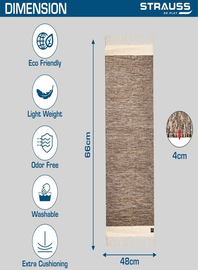 STRAUSS: Cotton Yoga Mat with Carry Bag For Women and Men | Exercise mat for home workout, Anti Slip Fitness mat | Washable, Breathable, Sweat Absorbent & Eco-friendly material - 2X6ft, Brown - Image 5