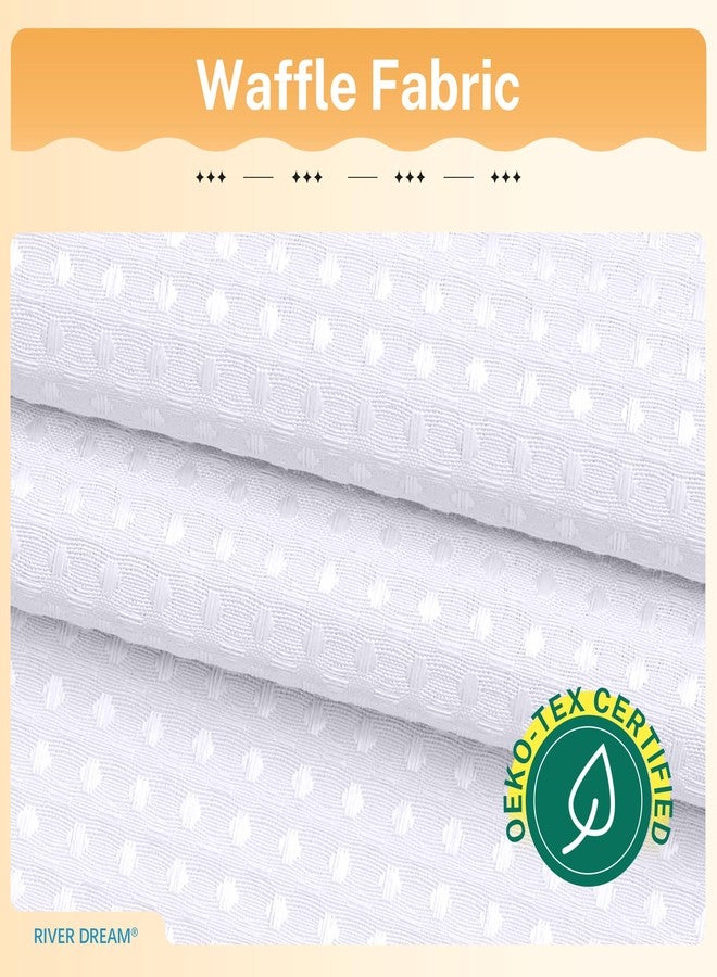 River Dream Waffle 3 in 1 Shower Curtain Set, White Fabric Shower Curtain and Clear Liner Set with Double Sided Hooks, Waterproof, 72" W*72" H - Image 5