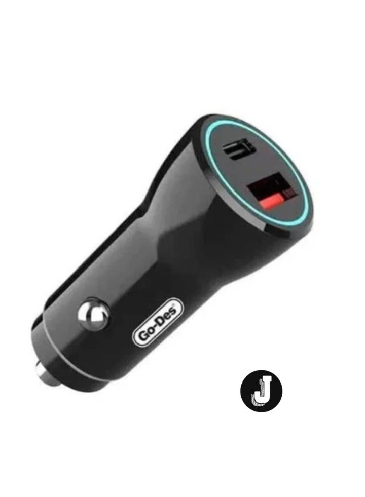 JAJEEK Fast Charge Dual Port PD Car Charger – 20W Max USB-C & USB-A Charger for iPhone, Android & More - Image 3