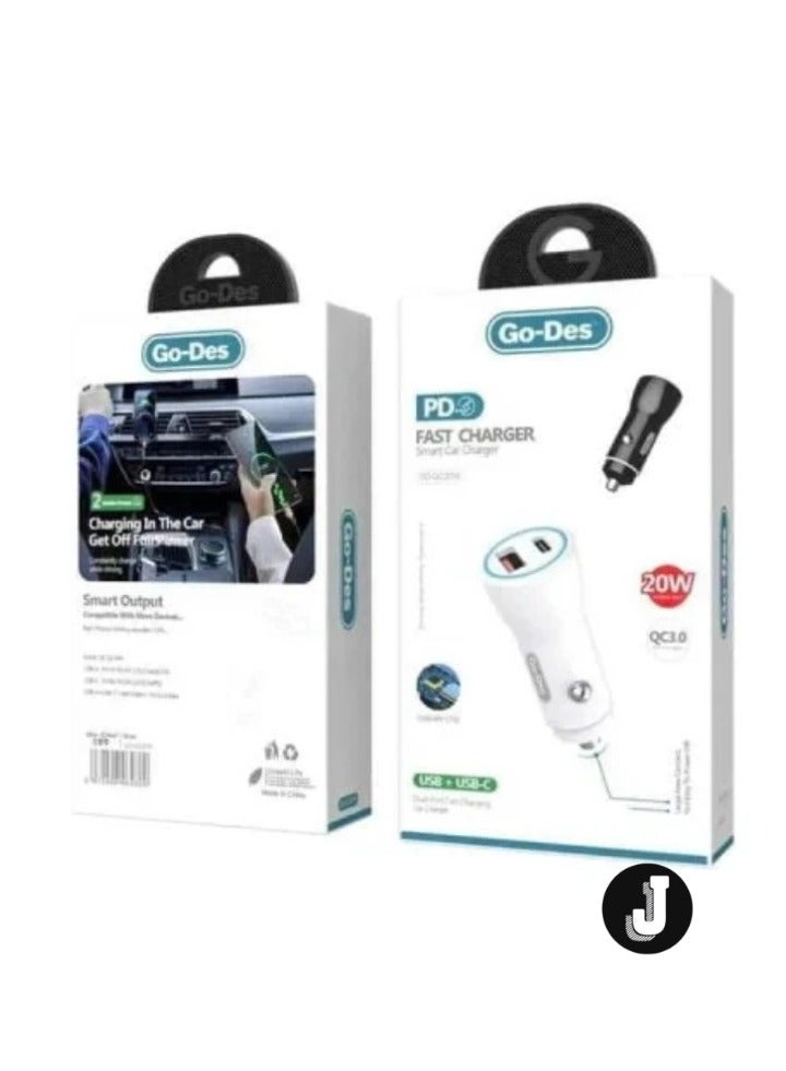 JAJEEK Fast Charge Dual Port PD Car Charger – 20W Max USB-C & USB-A Charger for iPhone, Android & More - Image 4