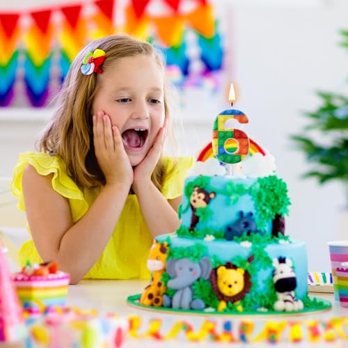 Rossesay Building Block Number 0-9 Birthday Cake Candle Numeral Birthday Sparkler Candles for Building Block Cake Topper for Party Decorations Supplies(Number 6) - Image 5