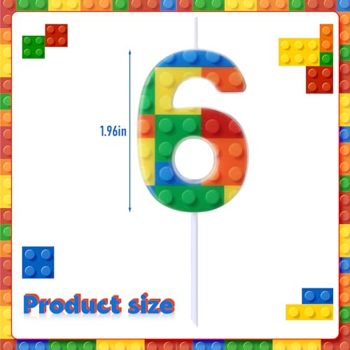 Rossesay Building Block Number 0-9 Birthday Cake Candle Numeral Birthday Sparkler Candles for Building Block Cake Topper for Party Decorations Supplies(Number 6) - Image 2