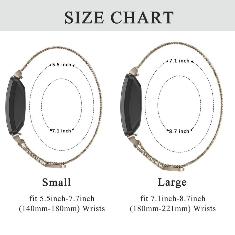 Vanjua for Fitbit Inspire 2 Bands Women Men, Stainless Steel Metal Mesh Loop Adjustable Magnetic Wristband Replacement Strap for Fitbit Inspire 2 Fitness Tracker (Small, Champagne Gold) - Image 4