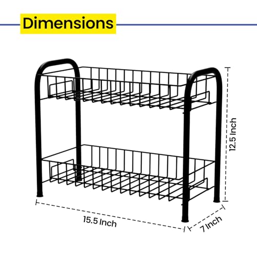WonderStand MIRA | 2-Tier Metal Home/Kitchen Countertop Spice Rack Container Organizer (Black) - Image 3