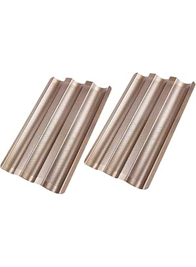 2Pcs Non Stick Perforated Baguette Pan French Bread Baking Mold - Image 1