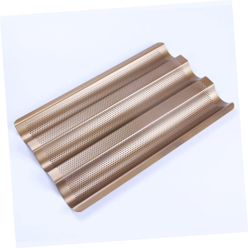 2Pcs Non Stick Perforated Baguette Pan French Bread Baking Mold - Image 3