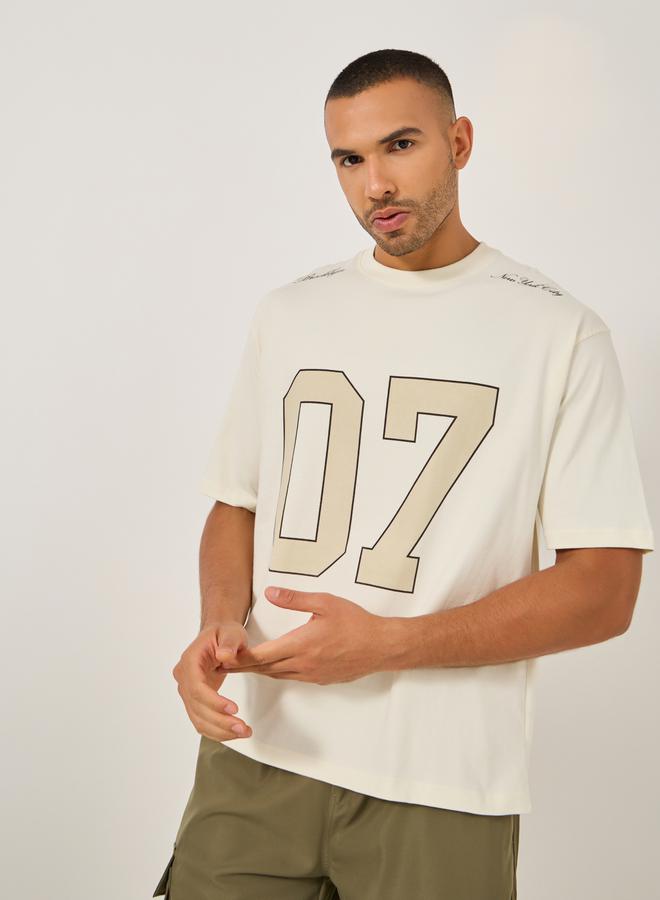 Styli Varsity Printed Jersey Oversized T-Shirt  - Image 1
