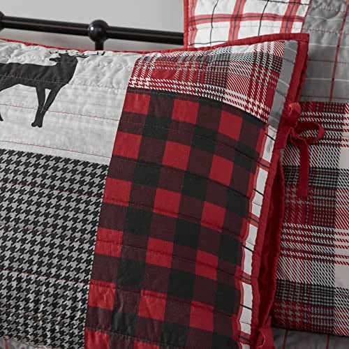 Woolrich John Rich & Bros. Woolrich Daybed Cover Set - Cabin Lifestyle, Patchwork with Moose Design All Season, Lightweight and Breathable Cozy Bedding Layer with Bedskirt, Matching Shams, 39" W x 75" L, Woodshed Red 5 Piece - Image 4