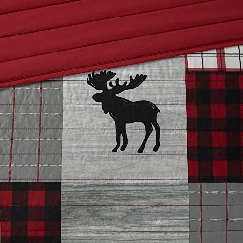 Woolrich John Rich & Bros. Woolrich Daybed Cover Set - Cabin Lifestyle, Patchwork with Moose Design All Season, Lightweight and Breathable Cozy Bedding Layer with Bedskirt, Matching Shams, 39" W x 75" L, Woodshed Red 5 Piece - Image 5